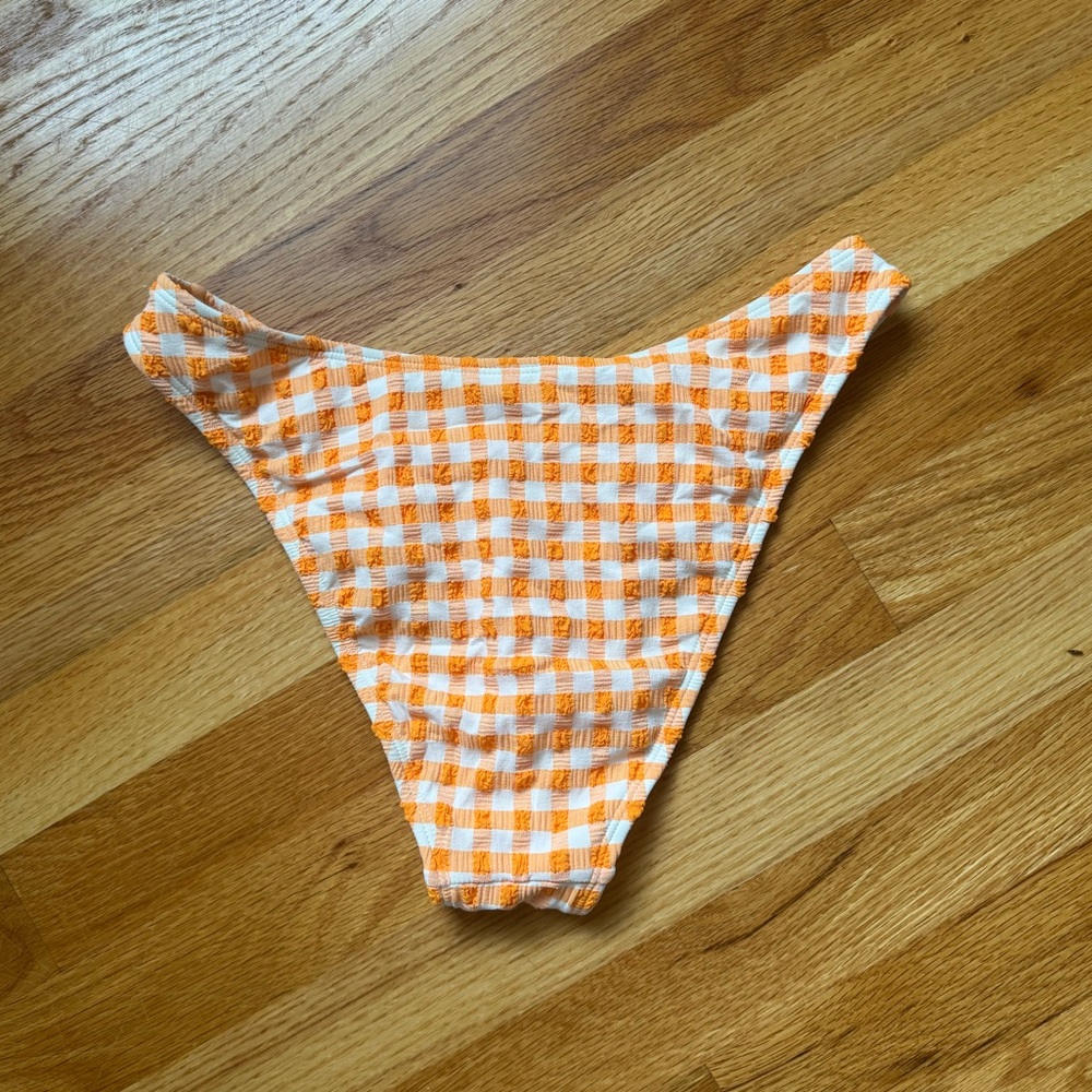 Orange Gingham Ruffle Triangle Bikini Set - Picture 2 of 2